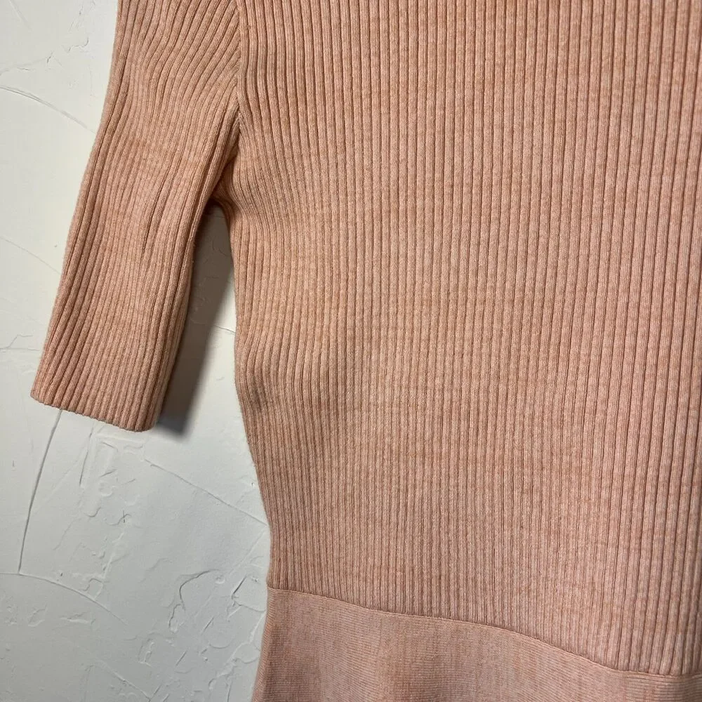 Apiece Apart Blush Ribbed Peplum Knit Top Minimalist Chic Quiet Luxury Feminine - Picture 3 of 4
